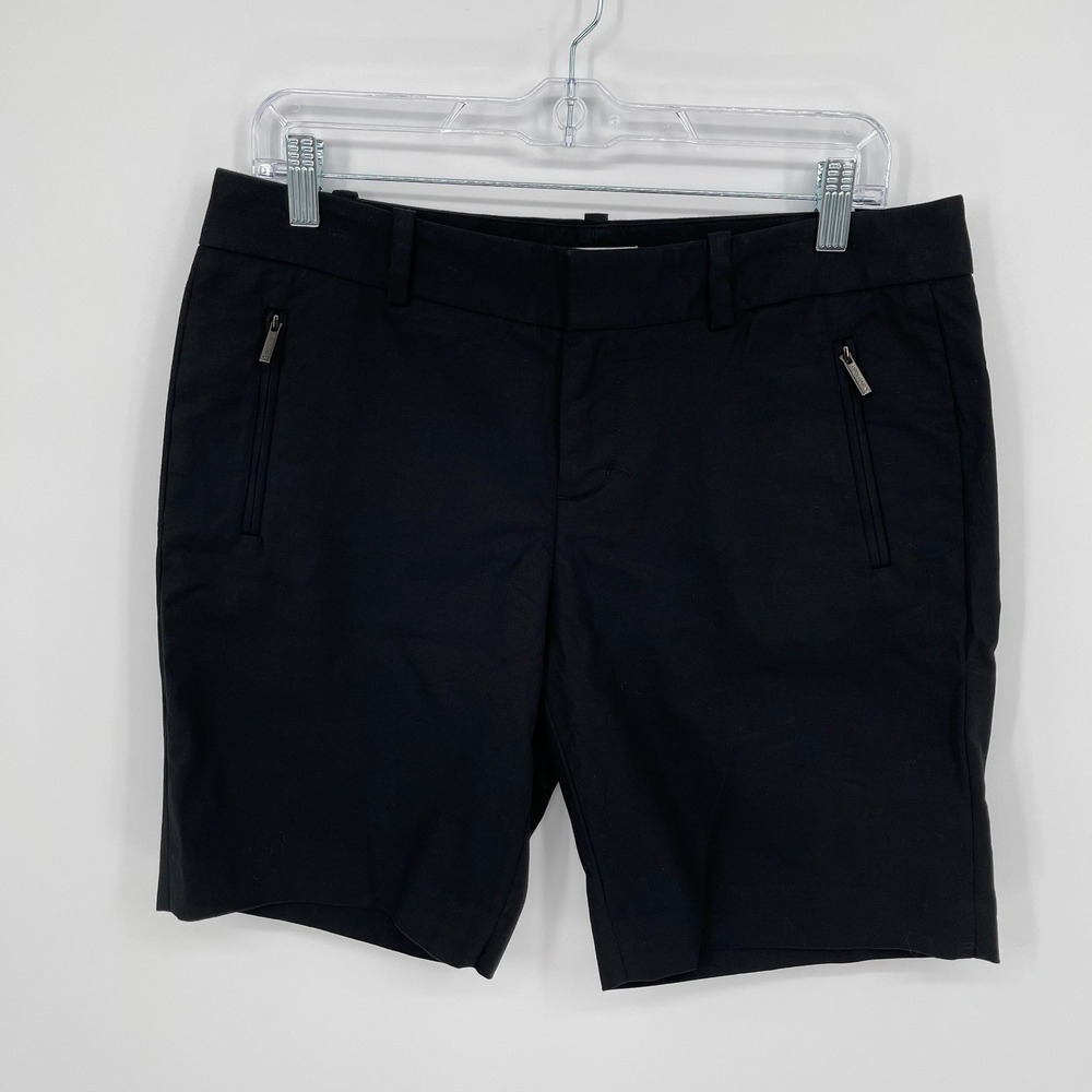 Calvin Klein Women's Black Zipper Pocket Stretch Bermuda Shorts Size 8